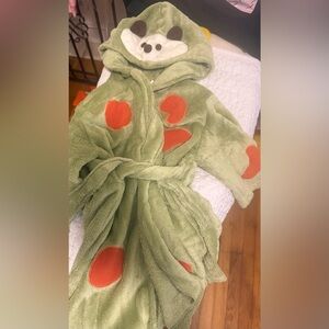 Petit Lem Toddler 3T Green Plush Animal Hooded Robe